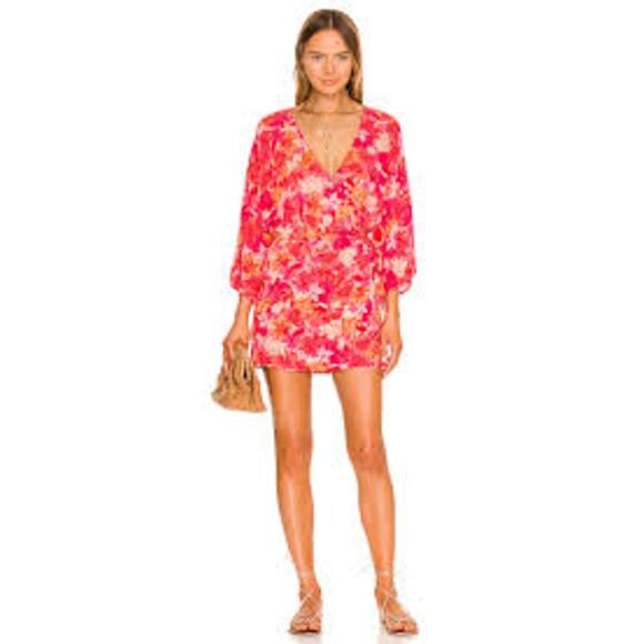 L*Space Pfeiffer Mini Wrap Dress Coverup in Into The Tropics PFEDR21 Large L NEW - Picture 1 of 6